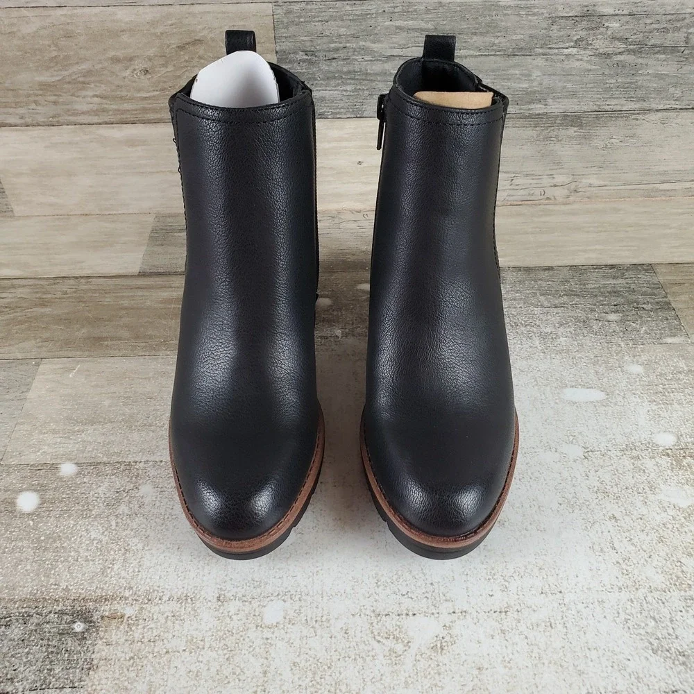 Naturalizer Madalynn Gore Womens Ankle Boots Sz 6 M Black Side Zip Block heel